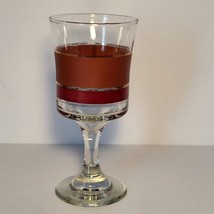 Libbey Brandywine Pattern Goblet Glass 6.25in Tall Brown Maroon Gold Vin... - $8.59