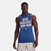 NWT Men&#39;s medium Under Armour Project Rock iron Paradise sleeveless tee ... - $28.49