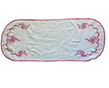 Table Tunner Floral Rectangle 38 by 16 inches  Pink WhiteTraditional Emb... - $20.13