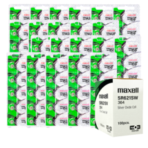 1 Box of 100 Maxell 1.55v Silver Oxide Watch Batteries 364 SR621SW - £25.84 GBP