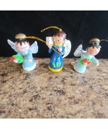 3 Wooden Angels Hanging Christmas Tree Ornaments Hand Painted Vintage Ta... - £9.33 GBP