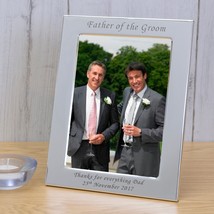 Personalised Engraved Father of the Groom Silver Plated Photo Frame Grooms Fathe - £12.47 GBP