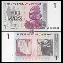 2007 ZIMBABWE 1 DOLLAR UNC NOTE P-65 BUFFALO &amp; VICTORIA FALLS - €3,04 EUR
