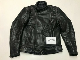 Vintage Motorcycle Leather Jacket in Black Label 48 Armpit/armpit 20&quot; (m... - £52.77 GBP