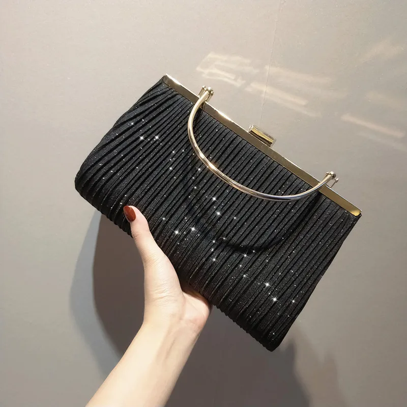 New shiny pleated large capacity Hand bag women&#39;s crossbody bag dinner bag - $69.53