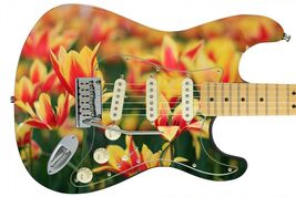 Guitar Skin Axe Wrap Re-skin Peach Pink Flower Power Tulip Madness 380 - $44.50