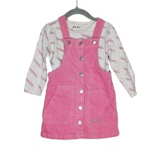 DKNY Toddler Girls Size 3T Pink Corduroy Overall Skirt and Shirt - £7.87 GBP