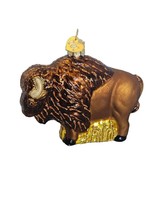 Old World Christmas American Bison Buffalo Glass Ornament OWC 12131 Brown Gold - £10.20 GBP