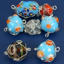 40 Grams Lampwork Glass Wire Wrapped Beads Assorted Mix - £5.36 GBP