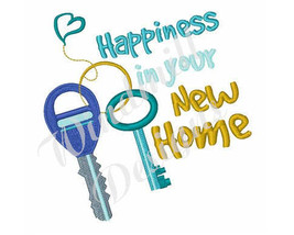 Keys Happiness In Your New Home - Machine Embroidery Design - £2.72 GBP