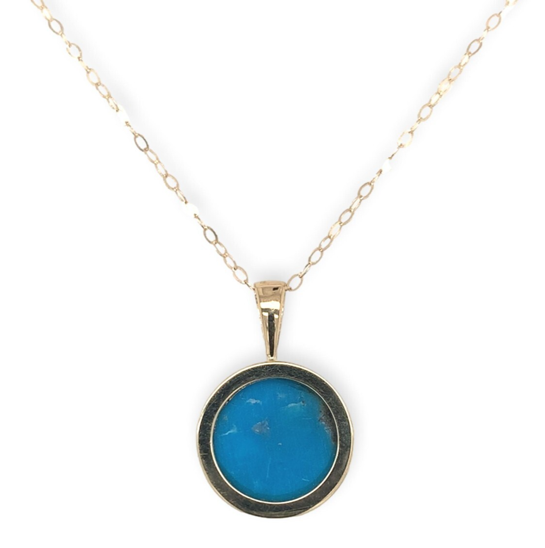 14k 3.50 Carat Ithaca Peak Very Blue Genuine Turquoise Pendant w/ Chain (#J7256) Item image 4
