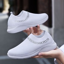 Woman Vulcanize Shoes Sneakes White Casual Shoes Fashion Sneakers Ladies Slip-On - £19.80 GBP