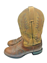 Ariat Boots Size 8 Mens Tumbled Brown Heritage Stockman Brown Blue Stitch Cowboy - £57.59 GBP