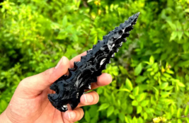 6&quot; Handcrafted Large Black Obsidian Arrowhead Crystal for Jewelry &amp; Healing - $25.25