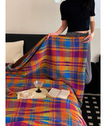 Vibrant Dopamine Checkerboard Oversized Throw Blanket - Cozy &amp; Soft - $288.90 CAD