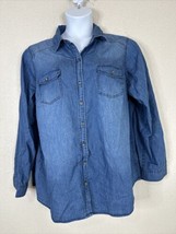 NWT Torrid Womens Plus Size 2 (2X) Blue Chambray Button-Up Shirt Long Sleeve - £22.96 GBP