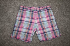 Peter Millar Shorts Mens 36 Pink Plaid Cotton Casual Comfort Golf Chino ... - $17.99