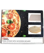 Home Basics 12&quot; X 15&quot; Extremely Durable Ceramic Pizza Stone With Wooden ... - £57.33 GBP