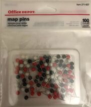 Office Depot® Brand Map Pins,Assorted, Pack Of 100-RARE-SHIPS N 24 HOURS - $4.83