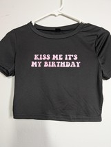 Kiss me It&#39;s my Birthday Crop Tee, Baby Girl Bday Party Gift, Birthday S... - $11.88
