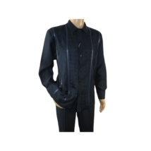 Men Silversilk 2pc Fancy walking leisure suit Italian woven knits 4411 Navy Blue image 7