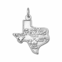 Texas An American State Charm Scripted Neck Piece Men/ Women 14K White Gold Over - £21.57 GBP
