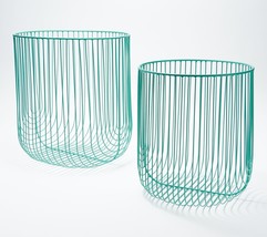 Tidy &amp; Co. Set of 2 Iron Storage Baskets in Turquoise - £38.27 GBP