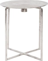 Accent Table HOWARD ELLIOTT Round Criss-Cross Base Raw Silver Natural A - £687.23 GBP