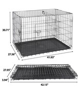42&quot; Folding Pet Cage Dog Crate Kennel Metal 2 Door With Tray Black - £83.81 GBP
