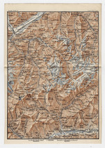 1887 Antique Map Of Pennine Alps / Switzerland Italy / Aosta - £22.34 GBP