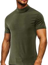 Men&#39;s Full Size Mock Neck Short Sleeve T-Shirt Plus Size - $24.74