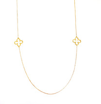 14K 9K Long Delicate Cross Charm Chain Necklace Layering Gold Necklace Gift Her - £243.13 GBP+