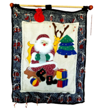 Vtg Advent Calendar Christmas Countdown 3D Applique Needlework Santa Reindeer - £18.09 GBP