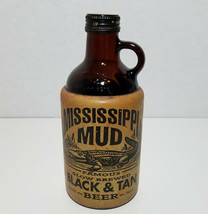 1996 Mississippi Mud Black &amp; Tan Quart Beer Bottle 32 Oz. with Cap - £14.58 GBP