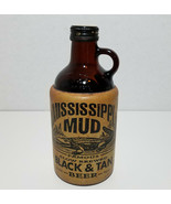 1996 Mississippi Mud Black &amp; Tan Quart Beer Bottle 32 Oz. with Cap - £14.34 GBP