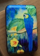 RFID credit card protection case armored wallet  7146 blue macaw parrot ... - $167.21 MXN