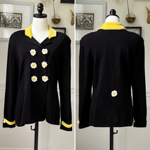 Jamie Kreitman Daisy Double Breasted Cardigan Sweater Blazer Black White... - $46.80