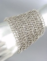 CHUNKY Silver Metal Interlocking Ring Chains Strap Bracelet - £15.68 GBP