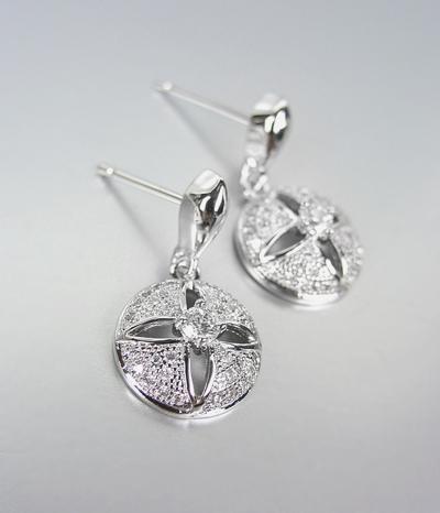 Primary image for CLASSIC 18kt White Gold Plated CZ Crystals Petite Dangle Earrings
