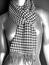 CLASSIC Black White Houndstooth Hounds Tooth CASHMERE TOUCH 100% Acrylic Scarf - £12.82 GBP