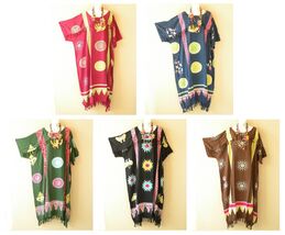 KG26 Abstract Kaftan Kimono Nightwear Abaya Hippie Maxi Dress 1X, 2X, 3X... - $29.90