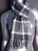 CLASSIC Gray Plaid CASHMERE TOUCH 100% Acrylic Scarf - $8.99