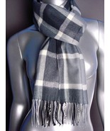 CLASSIC Gray Plaid CASHMERE TOUCH 100% Acrylic Scarf - £7.20 GBP