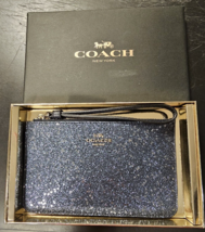 Coach Small Boxed Wristlet with Glitter - Midnight Blue New Without tags - £38.31 GBP