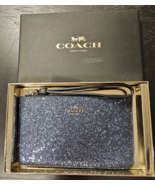 Coach Small Boxed Wristlet with Glitter - Midnight Blue New Without tags - £38.33 GBP