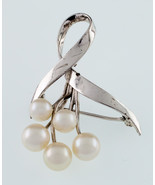 Mikimoto Sterling Silver Vintage Pearl Brooch Nice Condition - $447.64 CAD