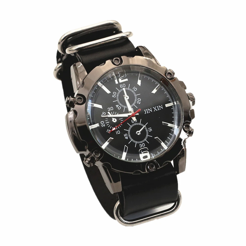  Pointer Electronic Wristwatch Red Brown Leather Belt  Strap Men Watch celet Gif - £87.66 GBP