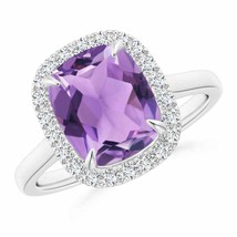 ANGARA Claw-Set Cushion Amethyst Cathedral Style Cocktail Ring - £1,065.01 GBP