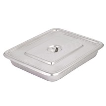 Stainless Steel Instrument Tray (10x8inche) Pack of 5 with Flat Cover Li... - £62.12 GBP