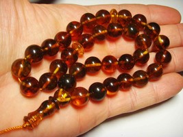 Islamic 33 Prayer beads Genuine Baltic Amber Misbaha Tasbih rosary pressed 27gr - £75.87 GBP